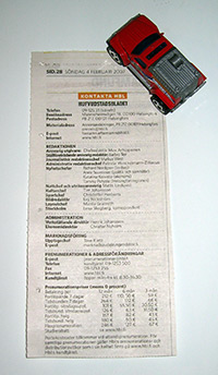 Fridge magnet made from a Matchbox toy car
